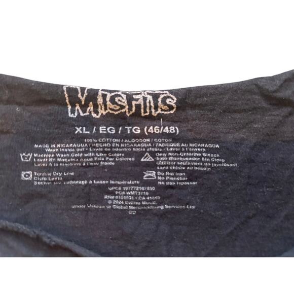 Misfits Black Cut Neck Graphic Tee - Size XL - Picture 3 of 3